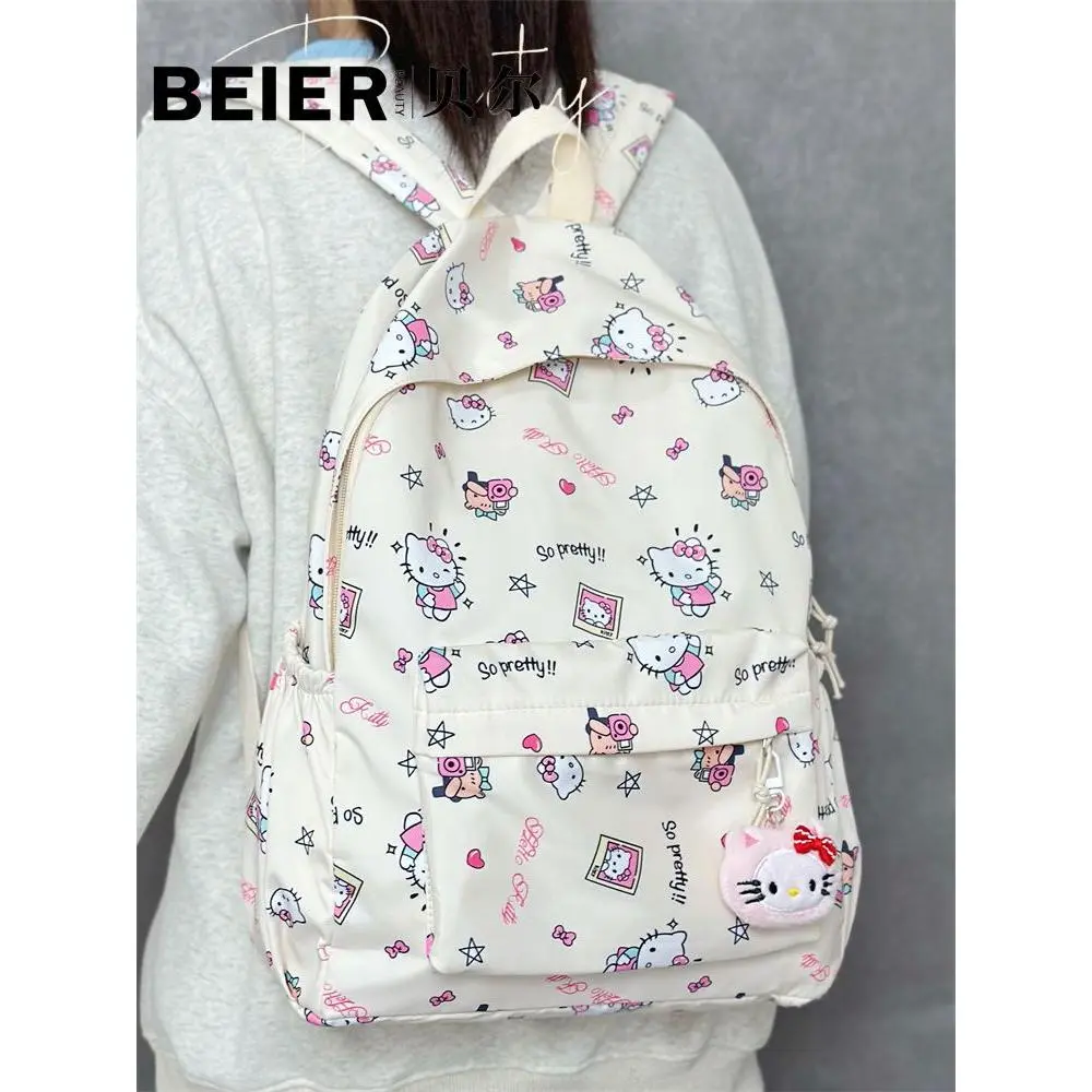 Cặp Sách, Thiết Kế Kitty Chuông, Phong Cách Nhật Bản, Thích Hợp Cho Học Sinh Trung Học Cơ Sở, Dễ Thương Và Nhẹ, Ba Lô KT, Ba Lô Sức Chứa Lớn, Cho Học Sinh Trung Học Cơ Sở