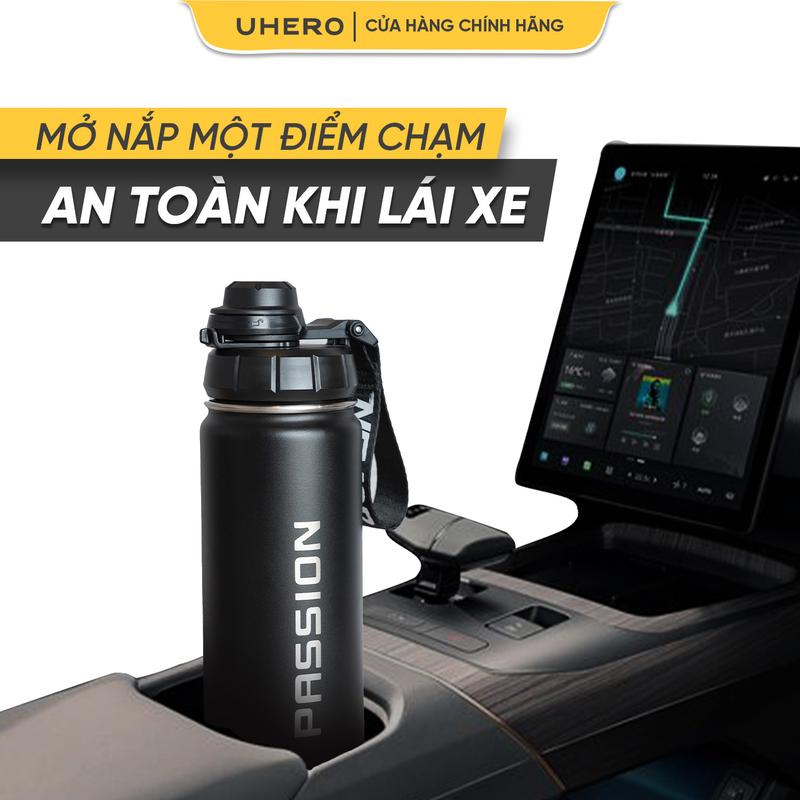 UHERO Bình Giữ Nhiệt Ô Tô Passion 532ml Công Nghệ Nắp Mở Một Chạm An Toàn Khi Lái Xe Giữ Lạnh 24h Không Chứa BPA