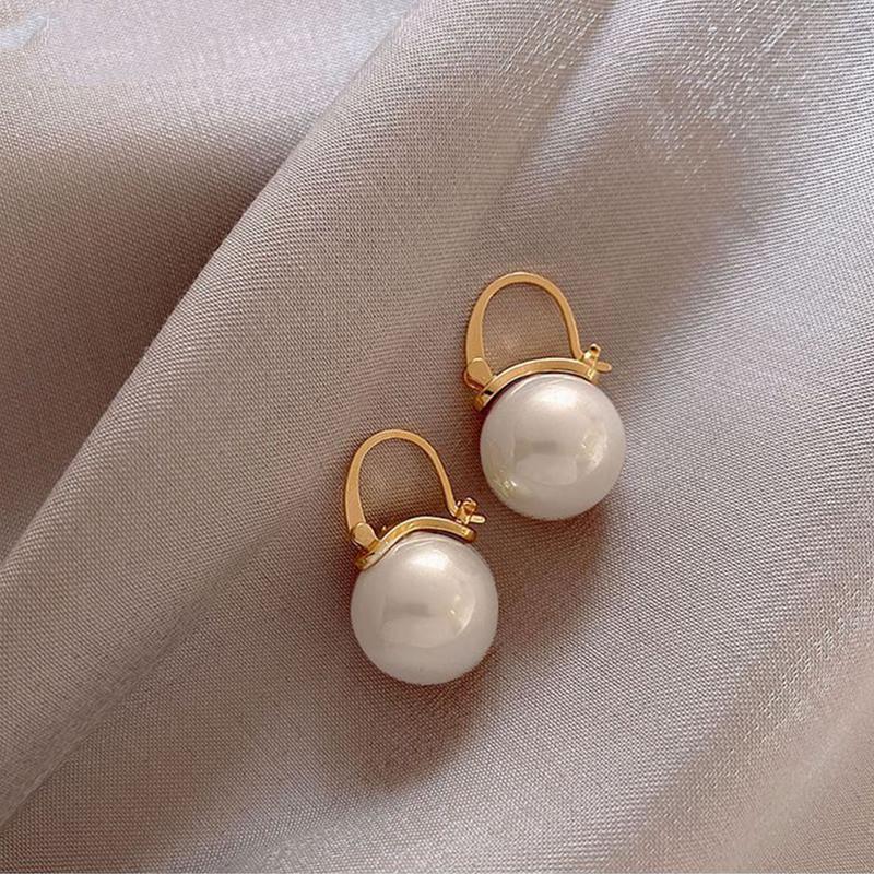 Product Introduction of White  Stud Earrings For Women Temperament Gold Color Ear Drop Korean Style Jewelry Accessories Design Sense Personality Minimalist Atmosphere Gifts #468669 43