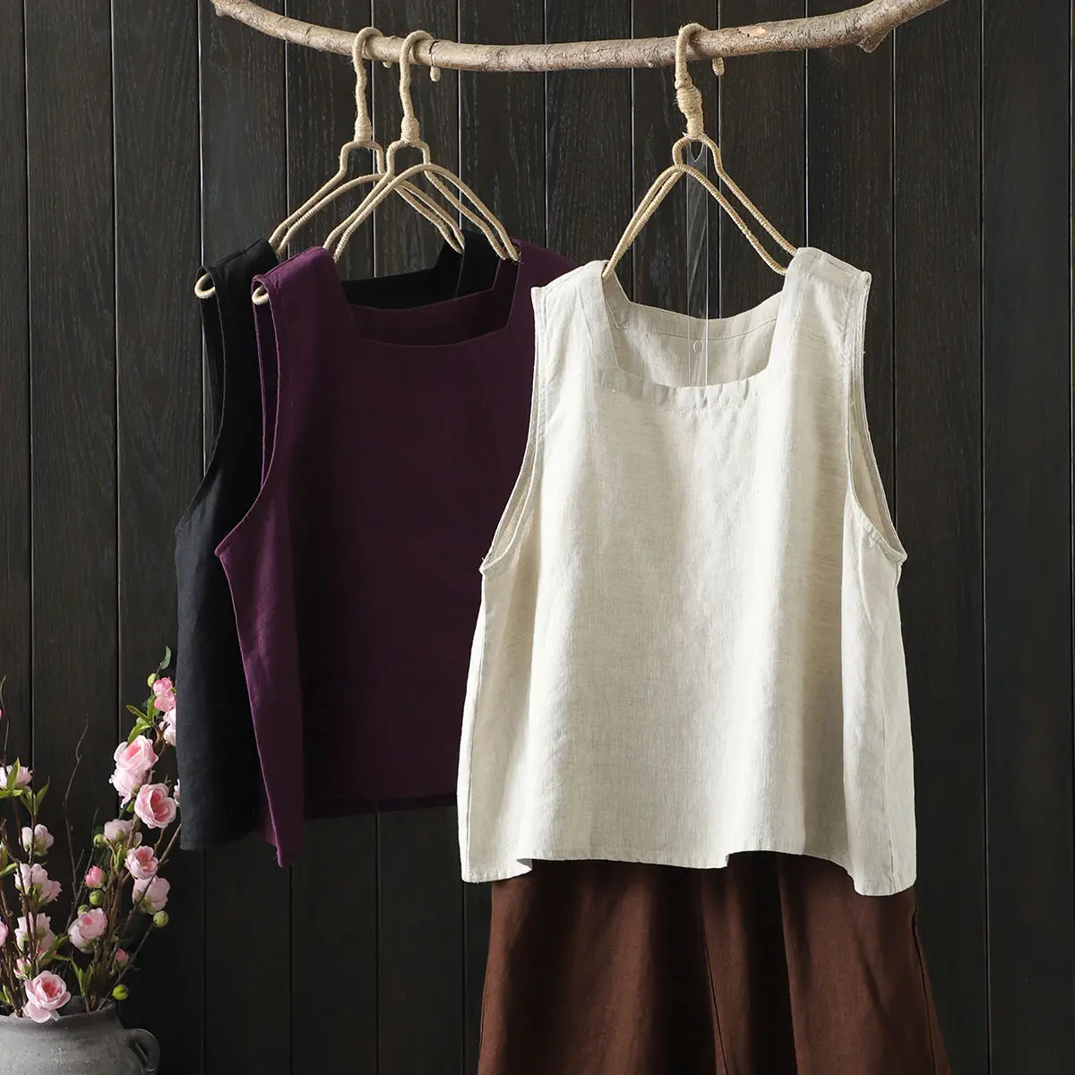 Áo Yếm Cotton Pha Trộn, Hàng Mới Về Mùa Hè, Áo Không Tay Dáng Rộng Rãi Cho Nữ, Áo Cánh Nghệ Thuật Lấy Cảm Hứng Cổ Điển Thoáng Khí Và Bó Sát, Thời Trang Mùa Hè Thiết Yếu, Dễ Phối Đồ Và Thoải Mái