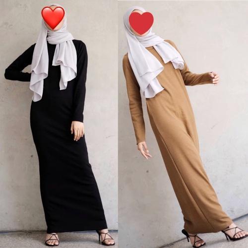 Inner Span Dress - Gamis lengan panjang dan tanpa lengan Polos Busui Bahan Jersey Fit To L by Arlentya 3