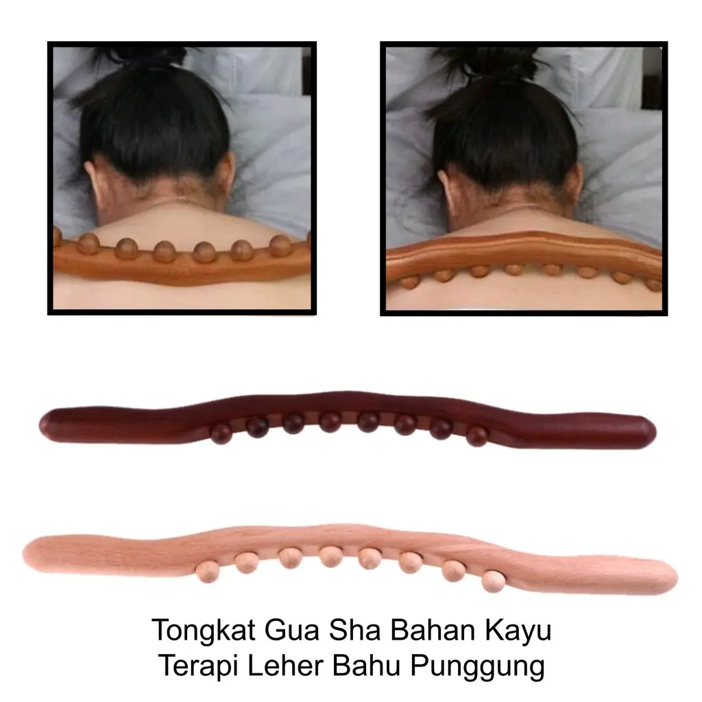 Tongkat gua sha bahan kayu, terapi leher dan punggung