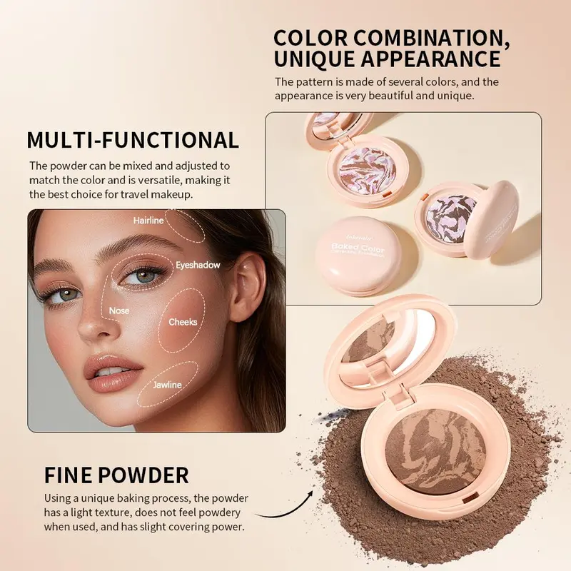 Long-lasting Color-correcting Foundation Palette, 1 Count Baked Color Correcting Foundation Palette, Multi-purpose Makeup Palette for Women 4