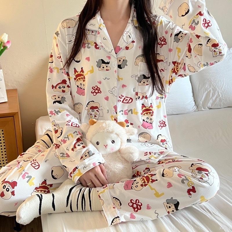 Đồ bộ pijama nữ mặc nhà dài tay quần dài hoạt hình dễ thương Kate thô (msp01)  ngủ  hello  kitty  đồ  cổ  vuông Combo sịp DéP Sục Hở do  bolatin  bánh  bao đũi  xốp 6