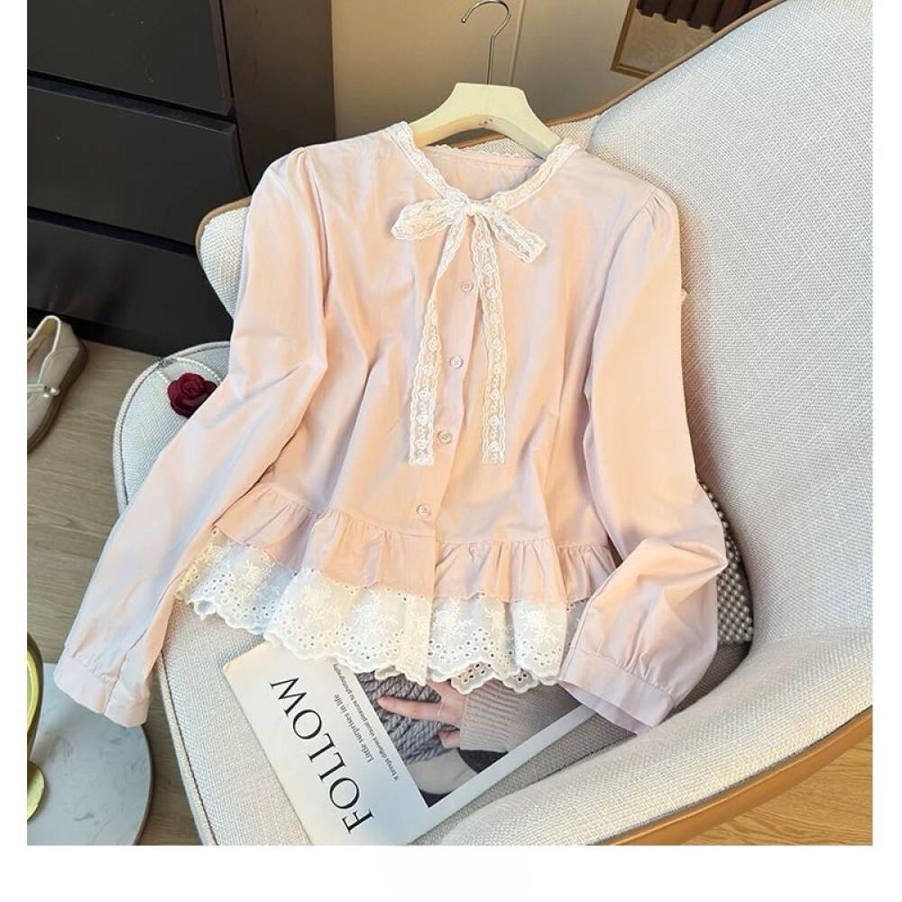 CHICMORE kemeja wanita feminime variasi pita cantik berlengan panjang gaya minimalis