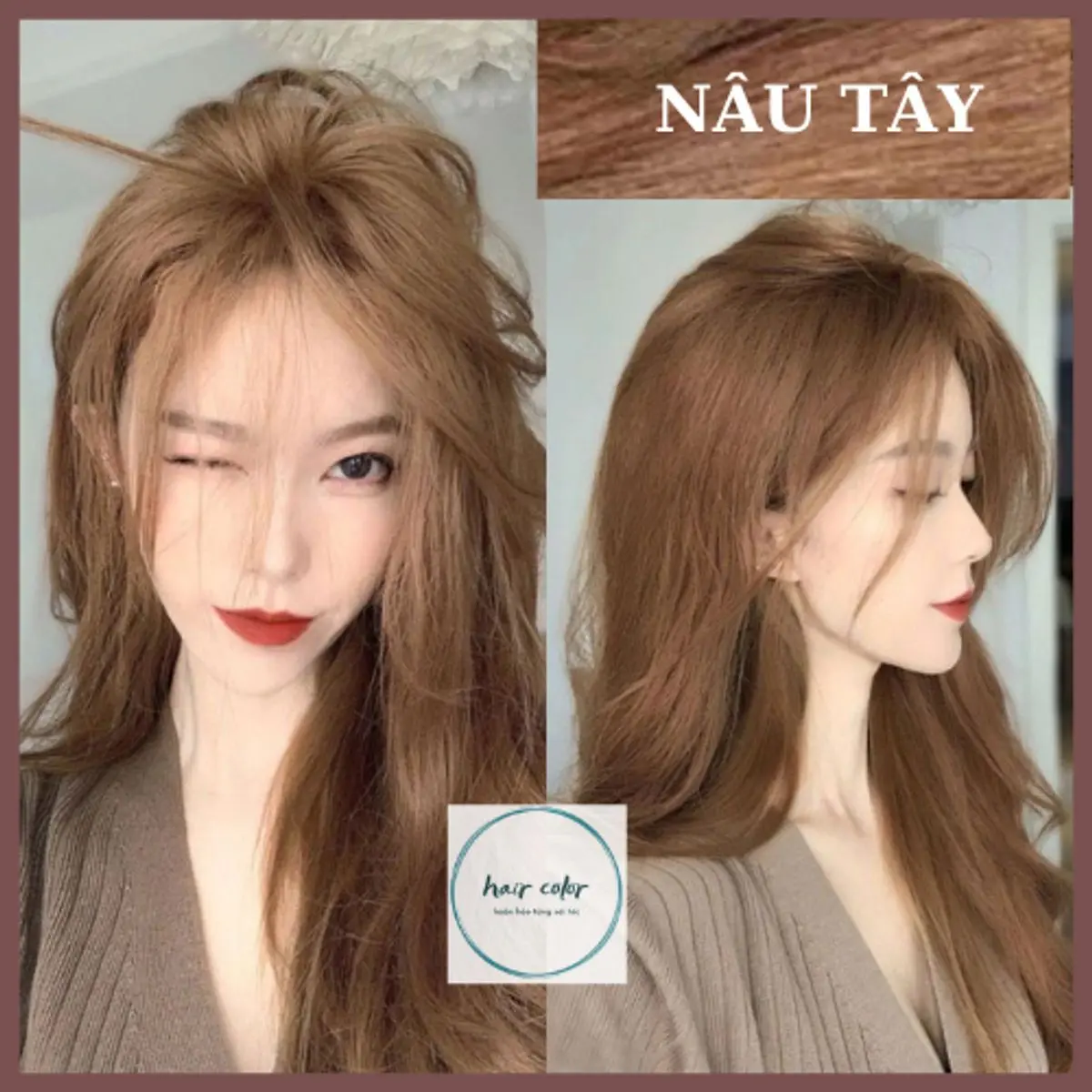 thuốc nhuộm tóc . nhuộm tóc tại nhà màu NÂU TÂY , thuốc nhuộm tóc không tẩy [ tặng kèm oxy trợ dưỡng và bao tay ]