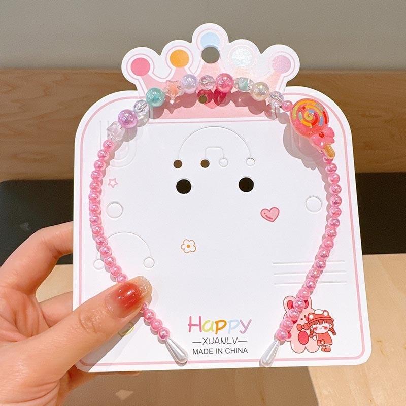 Product Introduction of Children's Necklace Jewelry Set Colorful Beaded Bracelet Cartoon Hair Hoops Earrings Princess Girl Accessories 20