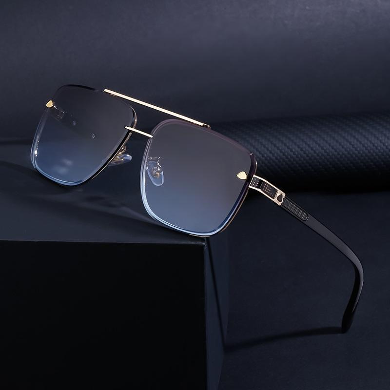 Men's Glasses 2023 New Retro Metal Double Beam Sunglasses Square Frame Trimming Driving Sunglasses 2