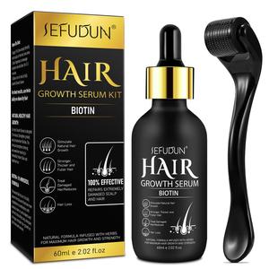 SEFUDUN Hair Growth Serum with Microneedle Roller for Hair Beard, Hair Health, Strengthen Hair Toughness, Increase Hair Density, Rejuvenate, Hair Thick and Healthy, Mild and Non-stimulating