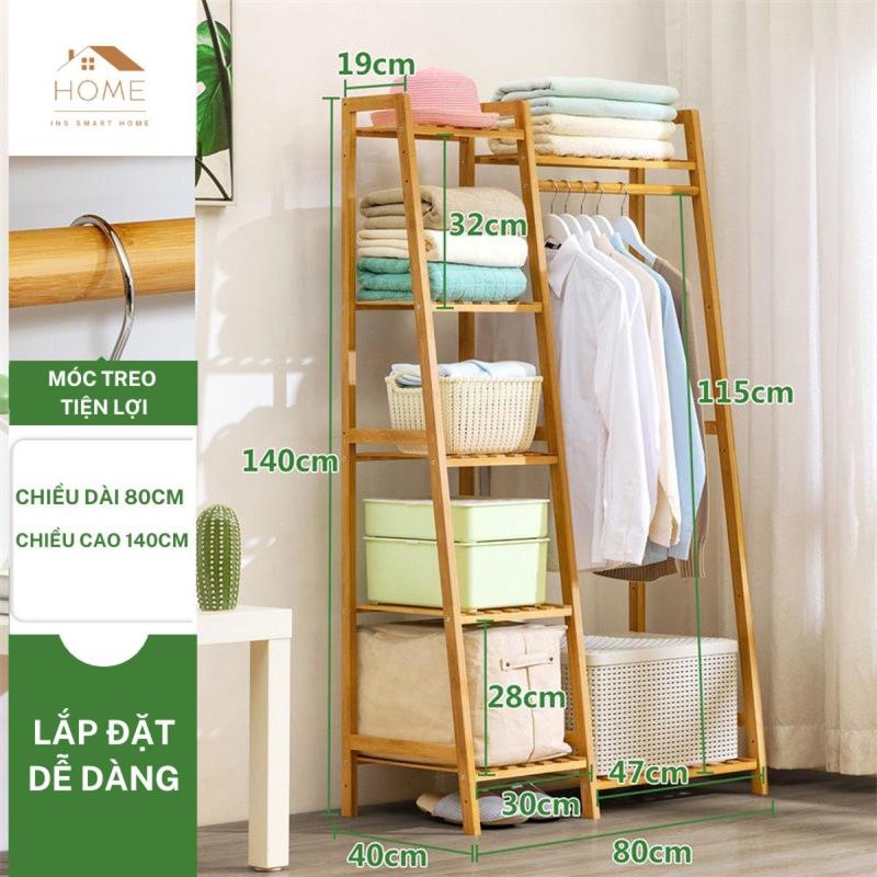 ⎈GIẢM 50%⏎ Tủ Treo Quần Áo Gỗ Tre , Kệ Treo Quần Áo Hàng Nhập Khẩu 4