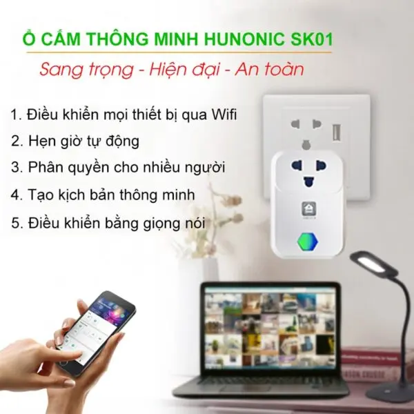 Ổ cắm thông minh Hunonic SK01│Điều khiển từ xa qua điện thoại ổ  cắm