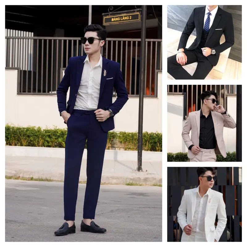 Bộ vest nam gồm 1 áo vest + 1 quần + 1 áo sơ mi (TẶNG kèm Cavat, phụ kiện cài Vest và 2 quần sip nam) chất tuyết mưa tây, ko nhăn, ko xù, ko bay màu 1