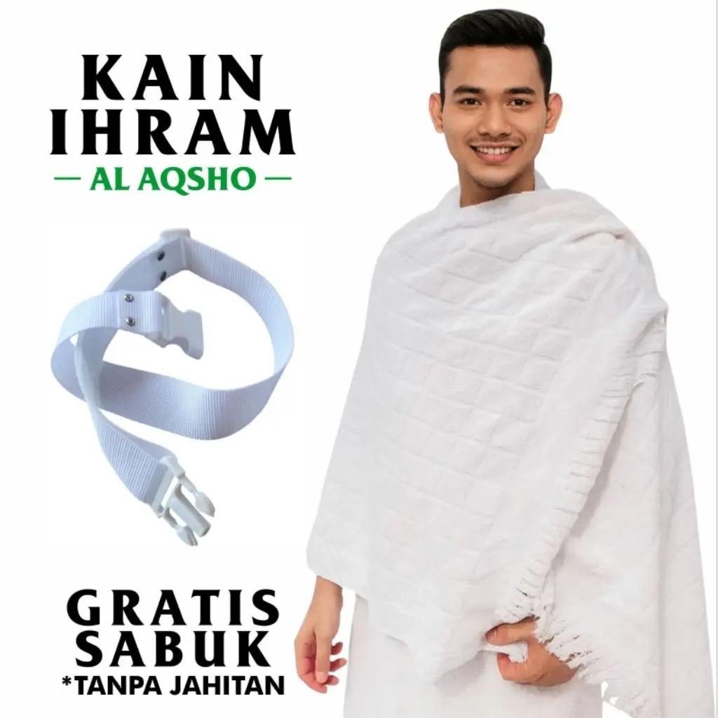 AQSHO - KAIN IHRAM UNTUK UMROH & HAJI ( GRATIS SABUK IHRAM )