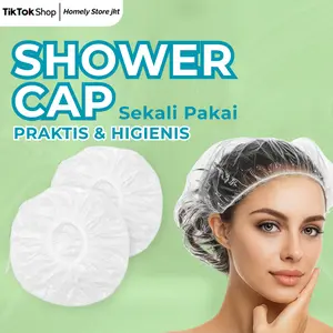 Shower Cap Putih Transparan Bahan Plastik Tipis Ringan Karet Elastis Melindungi Rambut Cocok untuk Hotel dan Penginapan