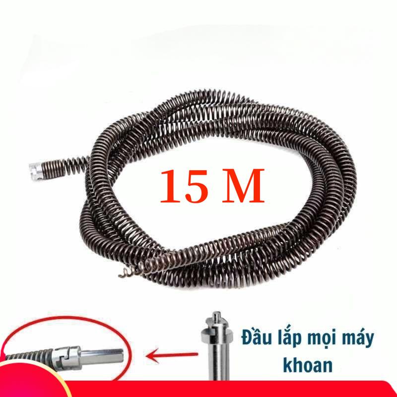 10M 15M Dây Lò Xo Thép Mangan Không Gỉ Siêu Bền Dụng Thông Tắc Cống Thông Bồn Cầu Cực Mạnh Lắp Cùng Máy Khoan Dễ Sử Dụng