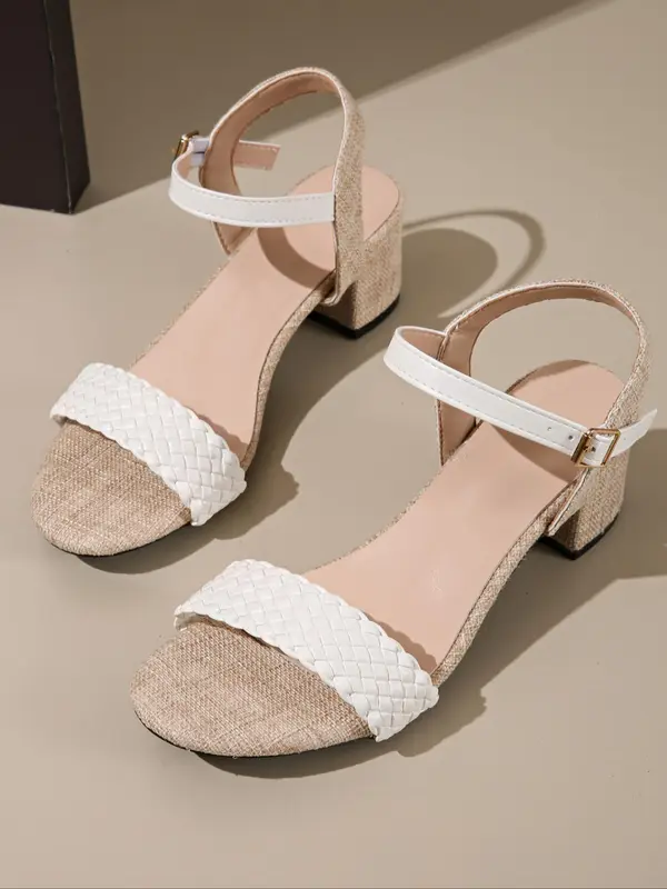 Women's Fashionable Plain Color Wide Band High Heel Sandals, Casual Versatile Roman Sandals for Daily Wear, Trendy All-match Shoes for Women & Girls, Summer 2