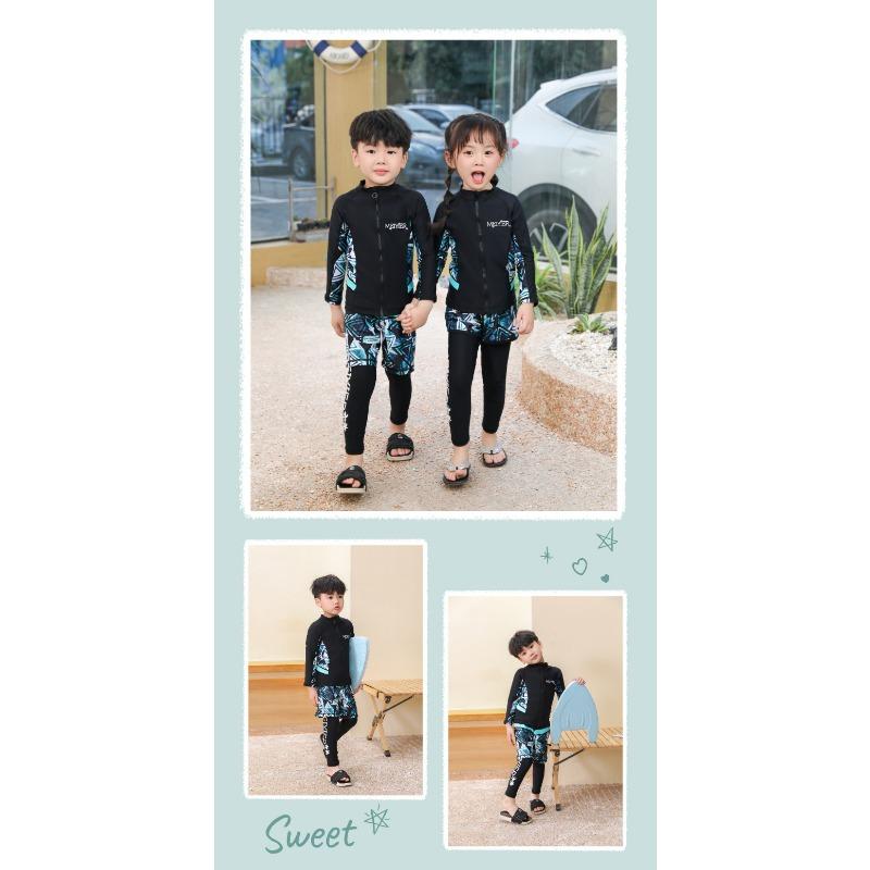 Product Introduction of Ready stock children's swimsuit medium and large children's split swimsuit long sleeve trousers boys and girls jellyfish wetsuit zipper student swimsuit 7