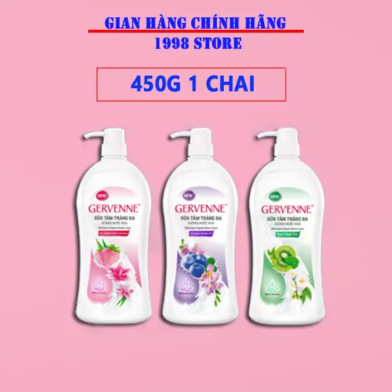 Sữa tắm trắng da hương nước hoa Gervenne 450G/chai (3 mùi)
