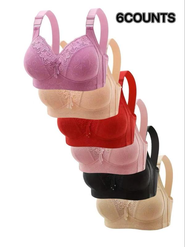 Women's Solid Color Floral Lace Push Up Bra, Fashionable Backless Bra for Daily Wear, Women's Lingerie for All Seasons 4