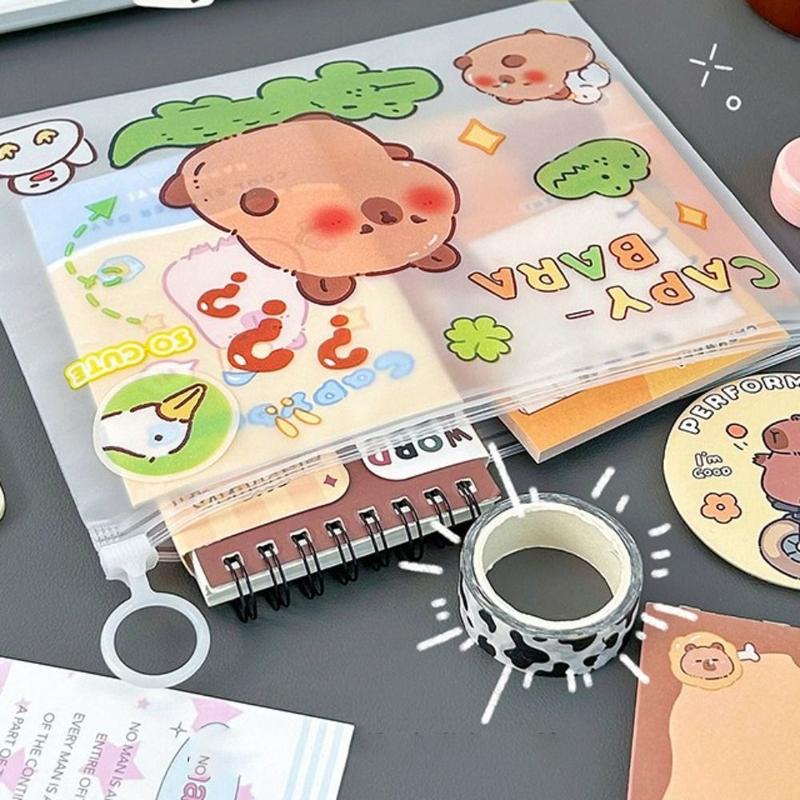 Product Introduction of Roblue New PVC Capybara File Bag Cute Cartoon Transparent Test Paper Storage Pouch Light Large Opening School Supplies Student 10