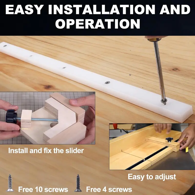 Table Saw Crosscut Sled Kit, 6 Counts/set Table Saw Crosscut Sled Kit with Miter Bars, Aluminum Tracks, Knob and Bolt, Including Predrilled Holes and Screws 5