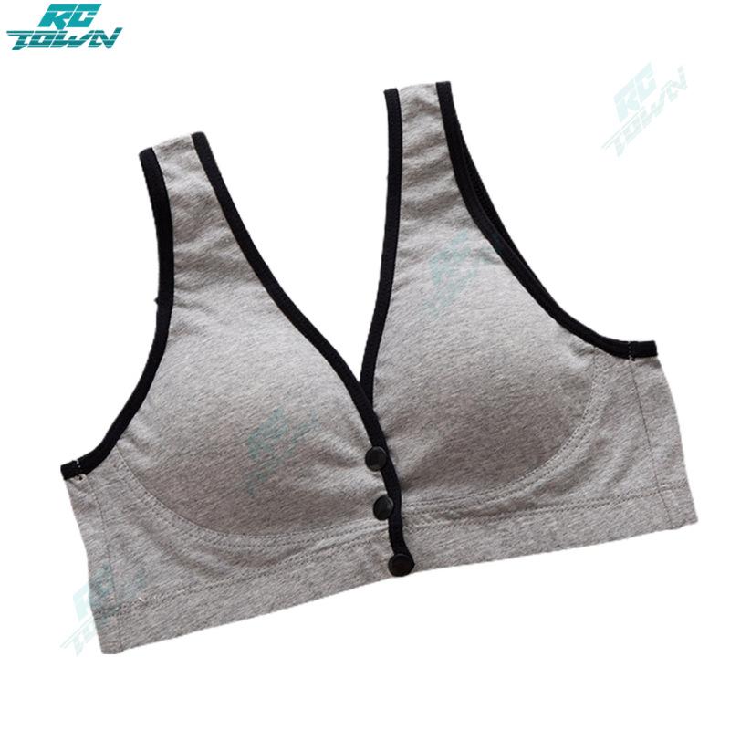 Women Cotton Nursing Bra Underwire Vest Type Anti-Sagging Lightly Padded Breastfeeding Maternity Bra Underwear With Front Buckle 8