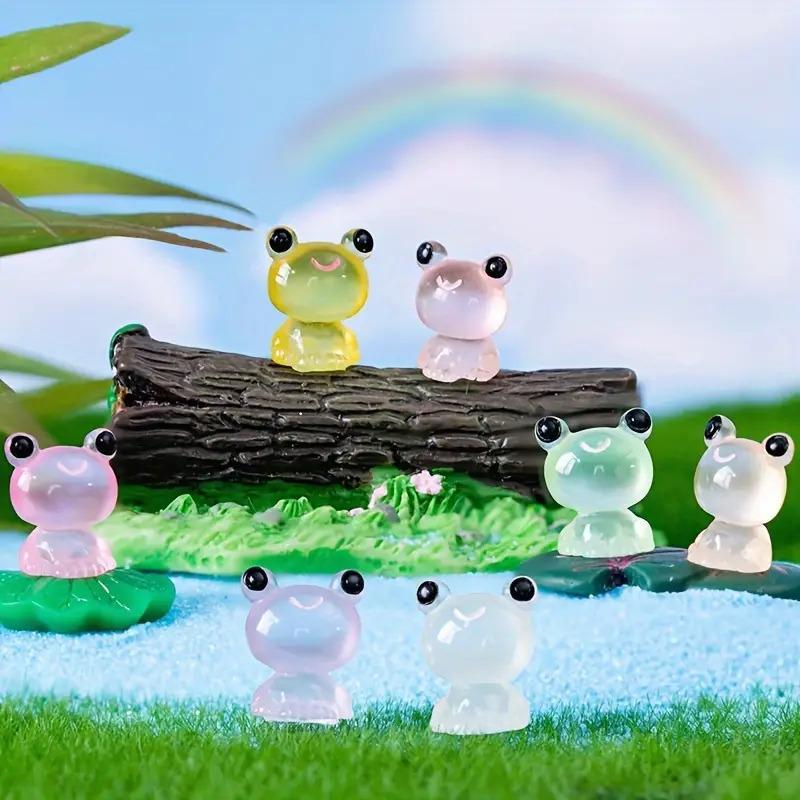Product Introduction of Mini Glow in The Dark Frog Statue, 1 Set Cute Resin Animal Decoration, Garden & Micro Landscape Ornament, Home Decor Supplies 2