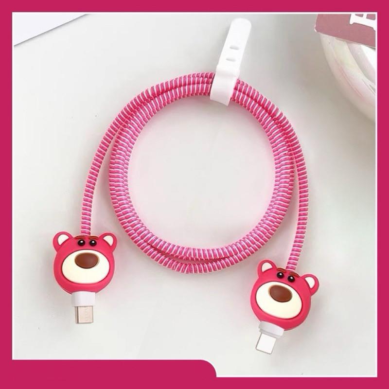 Pelindung Kabel Charger Data 1 Set 4 in 1 Presisi Cable Bite Kabel Type C USB A Micro USB Lightning Kompatibel untuk Samsung Xiaomi Realme Tecno Infinix Vivo Oppo Huawei Karakter Marvel Sanrio Nintendo Kuromi Hello Kitty Lotso MyMelody CInnamoroll 5