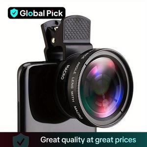 2-in-1 Lens Universal Clip, 37mm Mobile Phone Lens, Professional 0.45x 49UV Super Wide-Angle + Macro HD Lens, Phone Accessories, Camera Lens, Optical Lens, Smartphone, Traveling Gadgets