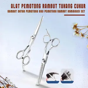 Gunting rambut dan pemangkas, gunting pipih berukuran 6 inci, peralatan perawatan dan tata rambut rumah tangga profesional, set gunting hewan peliharaan.