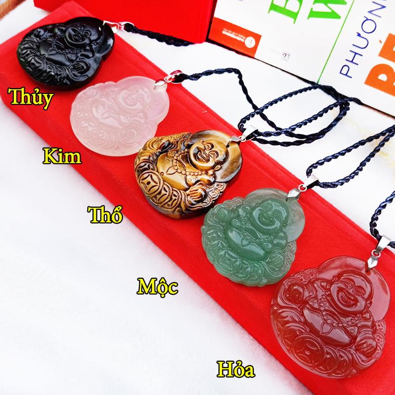 Mặt dây chuyền Phật Di Lặc Mnao Trắng kèm Dây và Móc - LUCKRING 6