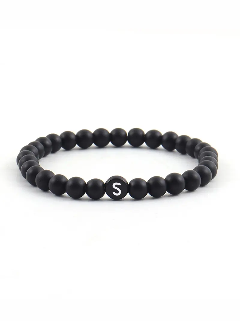 Product Introduction of Men's Letter Detail Beaded Bracelet, Fashionable Jewelry for Party, Daily Clothing Decor, Trendy All-match & Exquisite Jewelry for Birthday Gift 2