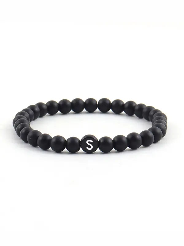 Men's Letter Detail Beaded Bracelet, Fashionable Jewelry for Party, Daily Clothing Decor, Trendy All-match & Exquisite Jewelry for Birthday Gift 2
