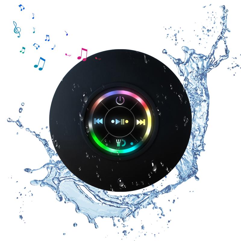 Mini Bluetooth Shower Speaker with LED light, Portable IPX4 Waterproof ...