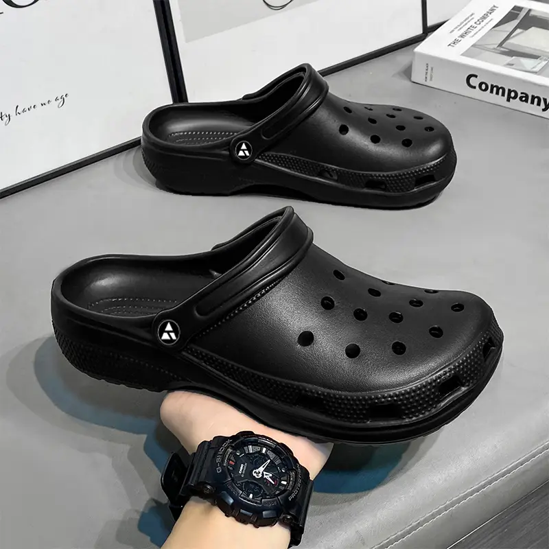 DertA' Clog Sandal Pria Kodok Baim Sendal Terbaru Dewasa Casual  Cowok Slop Hitam Beige Puith