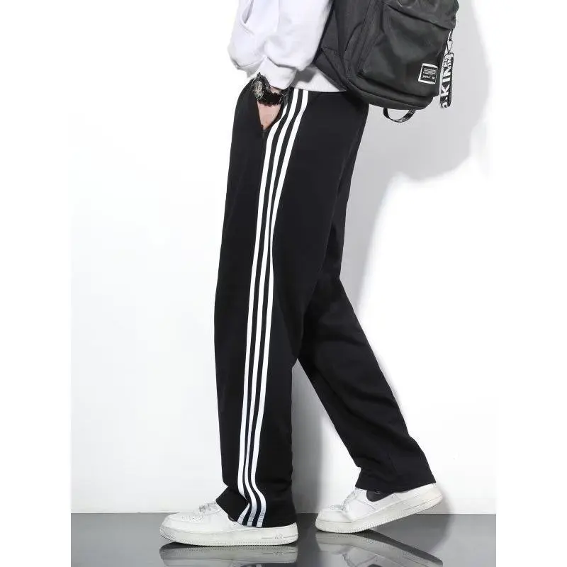 Summer Sports Pants Men's Sweatpants Loose Straight Casual Pants Three Stripes School Uniform Pants Versatile Thin Plus Size Pants