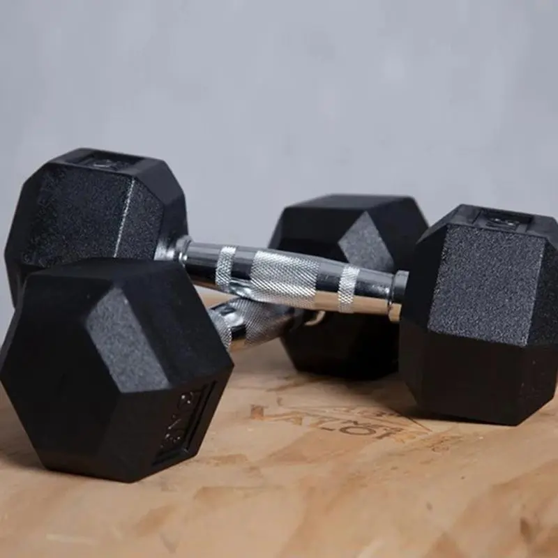 Rubber Coated Hexagonal Dumbells, 1 Pair Home Arm Muscle Fitness Equipment, Solid Cast Iron Dumbbells for Home Gym Workout 0