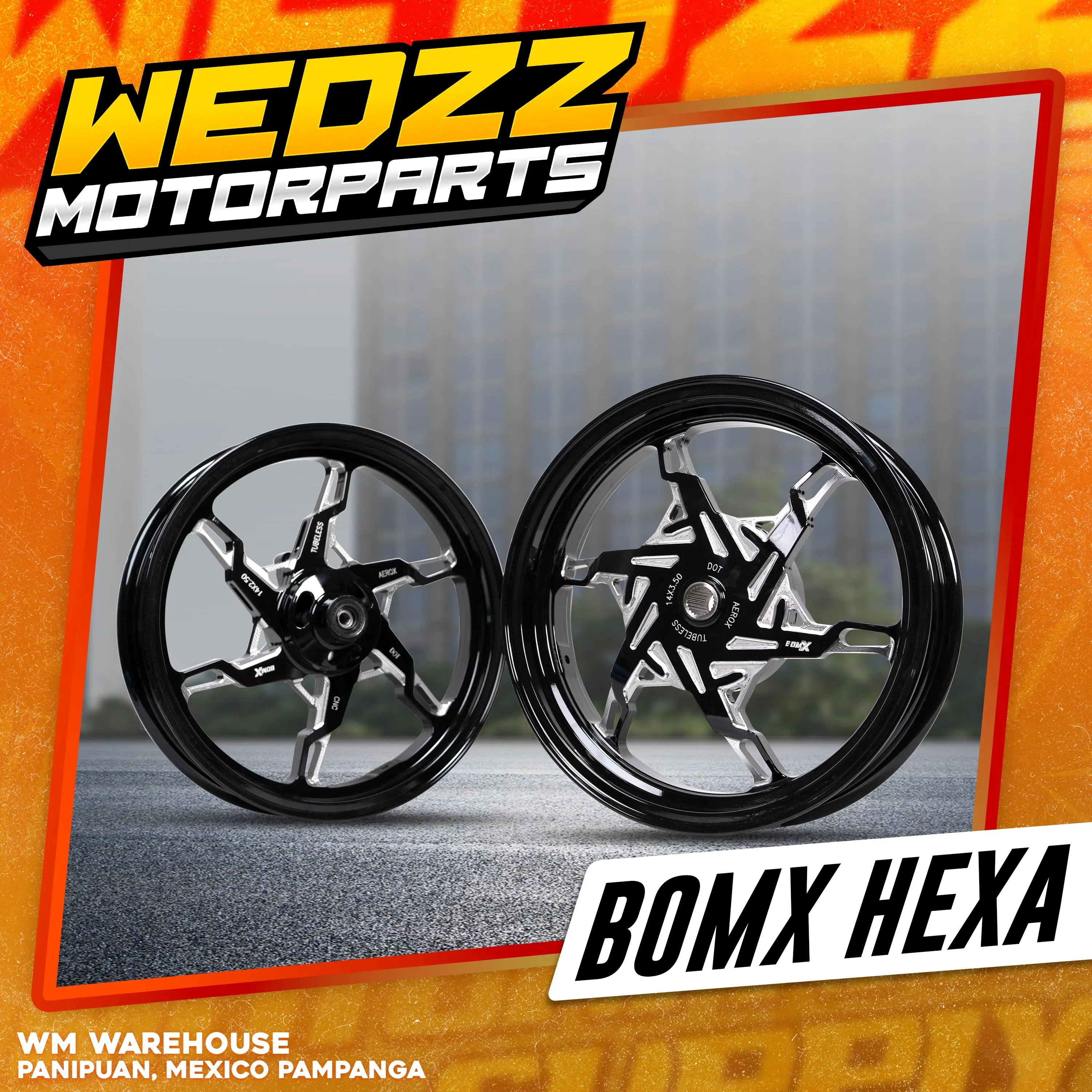 BOM Rangsit BOM-X HEXA CNC Mags – Racing Alloy Wheels for Honda Click ...
