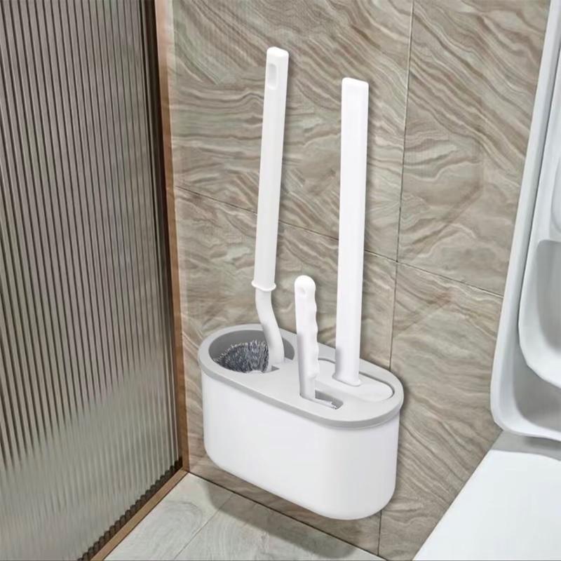 Set 3 Bàn Chải Vệ Sinh Toilet Cán Dài 360 Độ Set 3 Bàn Chải Silicone Treo Tường Dùng Vệ Sinh Nhà Tắm Tiện Dụng Làm Sạch