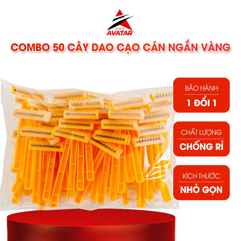 Bịch 50 cây dao cạo râu cán ngắn vàng 2 lưỡi chuyên dùng cho khách sạn resort Avatar Việt Nam