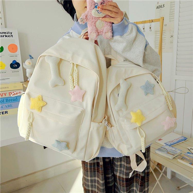 Ba Lô, Thiết Kế Tươi Mới, Đơn Giản Và Dễ Phối Đồ Hình Ngôi Sao Năm Cánh Dễ Thương, Thích Hợp Cho Học Sinh Trung Học Cơ Sở Và Trung Học 0