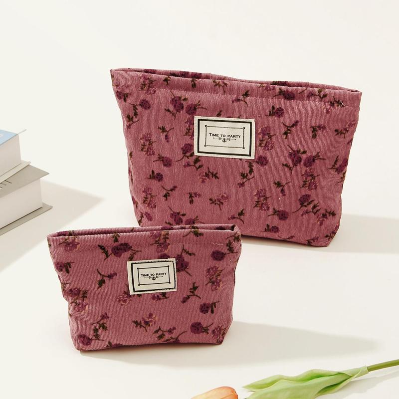 Product Introduction of Vintage Floral Pattern Makeup Bag Set, Large Capacity Cosmetic Storage Bag with Zipper, Versatile Makeup Organizer Pouch for Travel 17