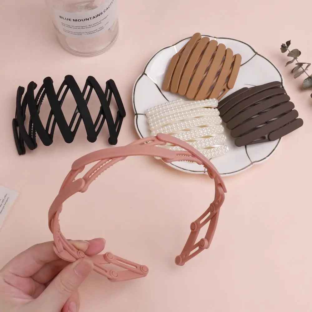 1 Pcs  Korean Version of The New All-in-one Fashion Hair Accessories Adult Non-slip Tooth Headband Folding Headband Broken Hair Telescopic Invisible Headband