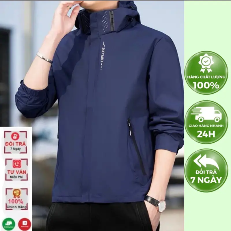 Áo Gió Nam Nữ 2 Lớp Chống Nước,Chất Gió Tráng Bạc Ngăn Tia UV,Chống Gió Tuyệt Đối Hót năm ✨2023 Menswear Nhung Jacket Dài Tay