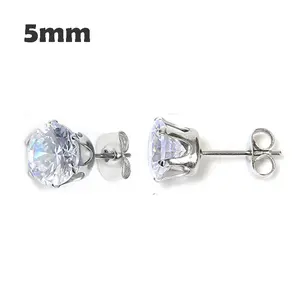 【Sktlz】Titanium Steel Real Zircon Super Shiny Stud Anting-anting Diamond Stud Perhiasan