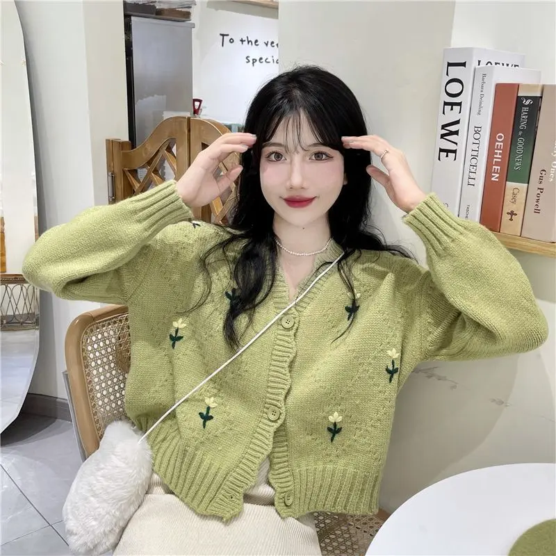 KARLEY Cardigan Rajut Korea Jaket Rajut Wanita Causal Style Sweater Cardigan Rajut Lengan Panjang 4
