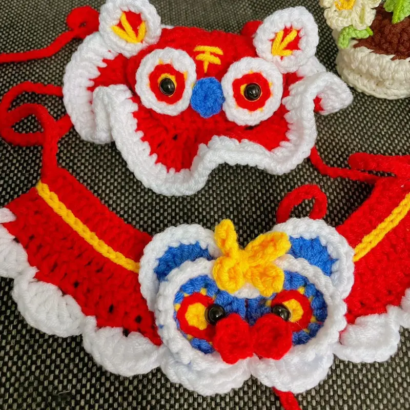 Nón mũ len tai bèo kỳ lân cho chó mèo siêu xinh diện trung thu Tết 4