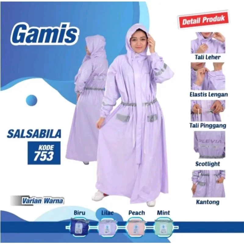 jas hujan gamis salsabila plevia all size wanita
