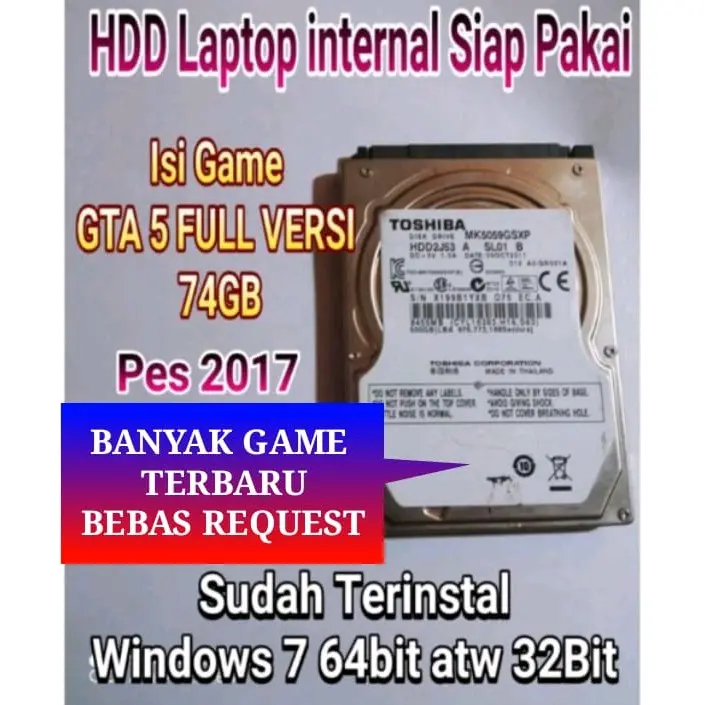 HDD HARDDISK 250.GB LAPTOP 2.5inc isi windows dan game siap pakai tanpa instal lagi