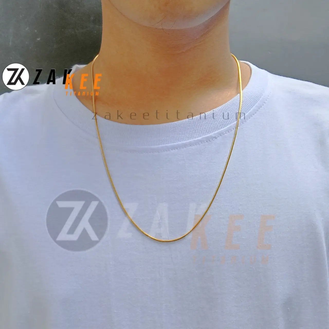 Kalung Emas Pria Titanium Gold Anti Karat Simpel Keren Premium Cowok Cewek Panjang 45cm 50cm 60cm Stainless